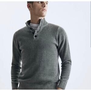 Mens Aqua Lambs Wool Academia Quiet Luxury Sweater Preppy S